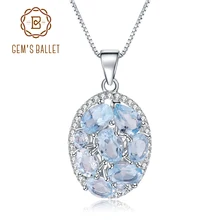 GEM'S BALLET 3.90Ct натуральный Небесно-Голубой топаз драгоценный камень элегантное подвесное ожерелье для женщин хорошее ювелирное изделие 925 пробы Серебряное колье