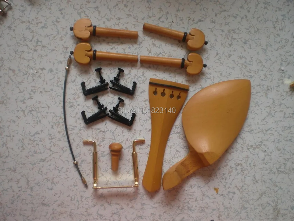 

3 Set Boxwood Violin fitting 4/4 with Full black color String Adjuster & tail gut & Gold color chin rest screw