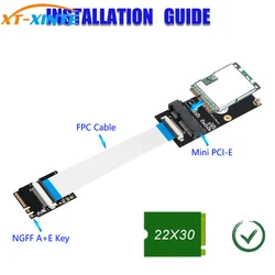 Adaptateur M.2 NGFF A + E vers Mini PCI E, clé A E vers Mini PCI Express, wi fi, pour carte réseau pleine grandeur, câble FPC 