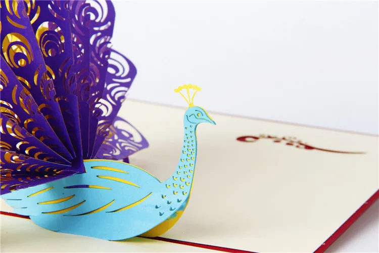  Ynaayu 1pc 3D Peacock Greeting Cards Handmade Design Beautiful Butterfly Card Wedding Invitation Ca - 32822399612