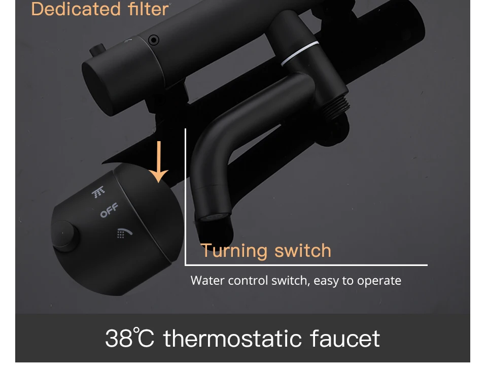 Gappo черные смеситель для душа S Ванна термостатический для холодной и горячей воды, температура Смесители для ванной комнаты Душевая система большие накладные