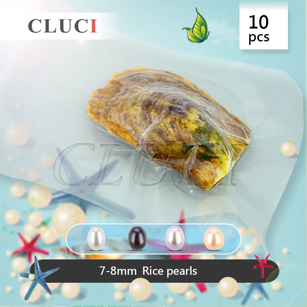

CLUCI 10pcs Shell Wish Pearl Oyster Vacuum-packed with Pearl Inside AAA grade oval Pearls for DIY Jewelry Mysterious Surprise