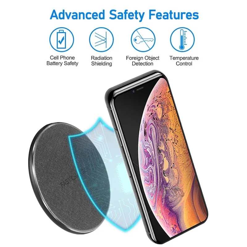 Беспроводное зарядное устройство Tongdaytech 10 Вт Qi для Iphone X 8 11 Pro Max металлическое