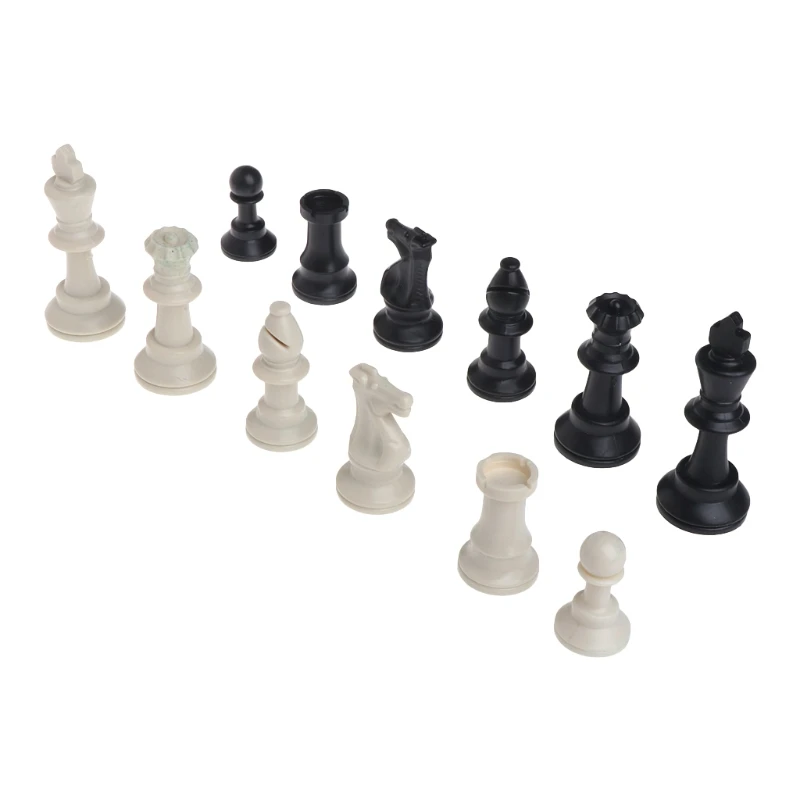 

1 Set Medieval Checkers Chess Pieces Plastic Complete Chessmen International World Chess Game