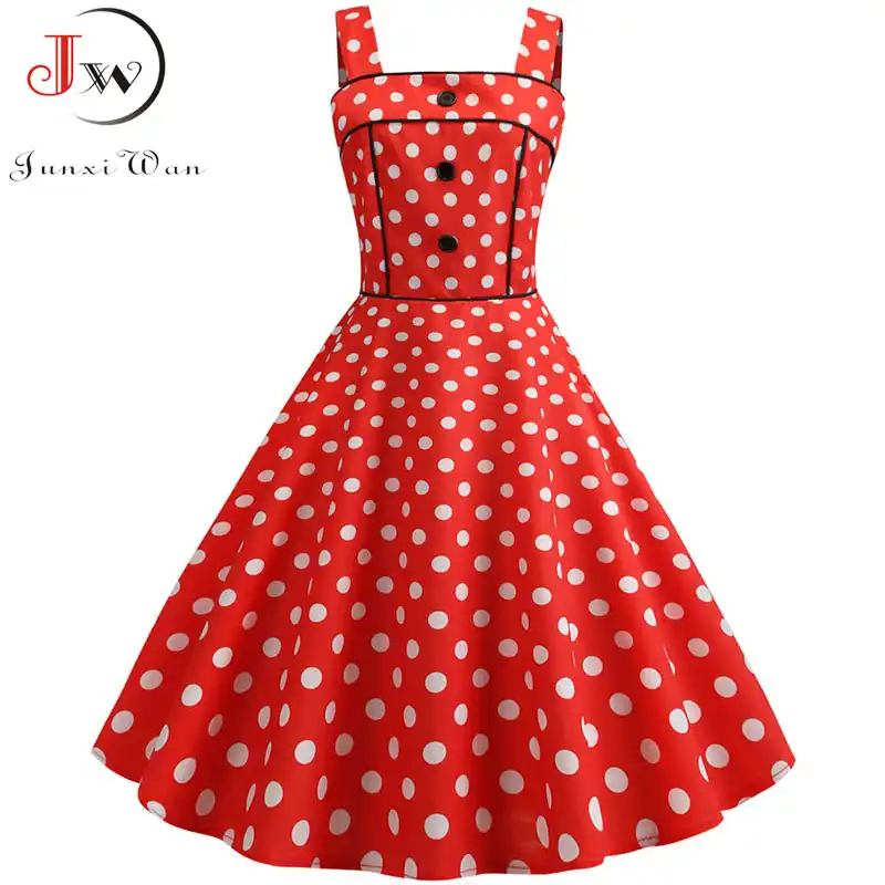 Women Summer Dress 2019 Robe Vintage Pin Up Polka Dot Dress Big