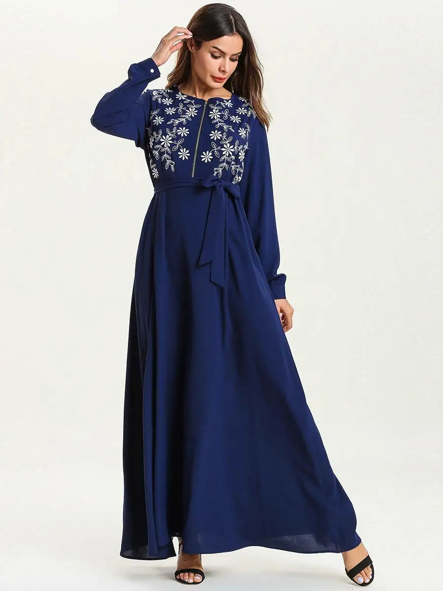 Мусульманское длинное платье для кормления грудью элегантные женские этнические шикарные Цветочные Макси платья с вышивкой 2019 для