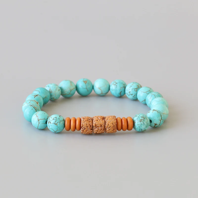 New-Turquoise-Bead-Rudraksha-Tibetan-Buddhism-Mala-Prayer-wrist-Jewelry-Yoga-meditation-Healing-Bangl-Wholesale