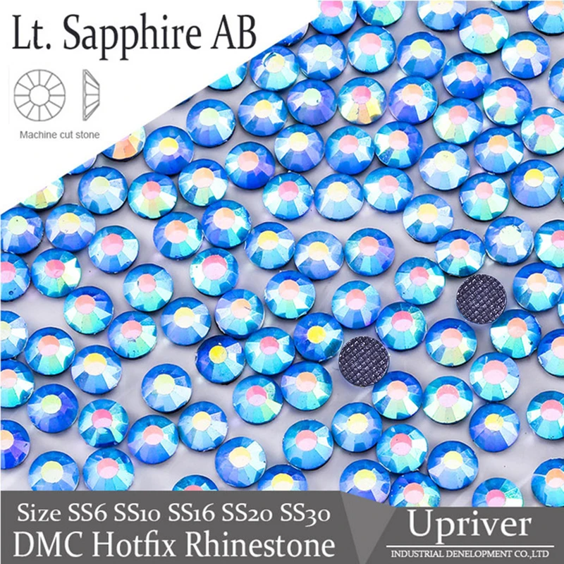 

Upriver Light Sapphire AB SS6 SS10 SS16 SS20 SS30 Machine Cut Shine DMC Hotfix Rhinestones