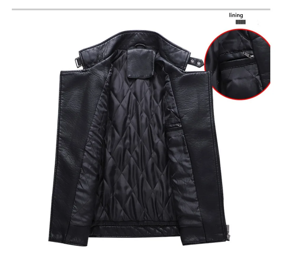 Осень зима мягкая куртка из искусственной кожи для мужчин Slim Fit мужские мотоциклетные Пальто Стенд воротник мужской Байкер куртки