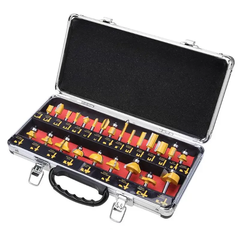

24pcs/Set Tungsten Carbide Router Bit Set Woodworking Milling Cutter Trimming Knife Forming Woodworking Milling Cutter Bits