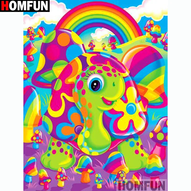 HOMFUN Full Square/Round Drill 5D DIY Diamond Painting &quotColored turtle&quot Embroidery Cross Stitch Home Decor Gift A14760 | Дом и сад