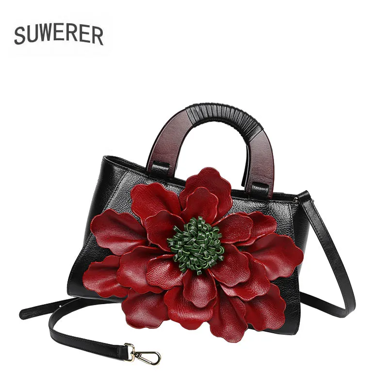Cuir Qualité Main Vache En Black Suwerer Luxe Sacs Véritable Marque De Supérieure Sac Femmes Célèbre Fleur tout À Fourre xgtwgCX8q