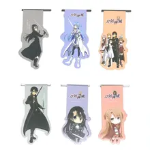 6 шт. Sword Art Online SAO аниме магнитная закладка мультяшная Закладка-магнит ребенок ученик Kawaii подарочные закладки для офиса канцелярские принадлежности