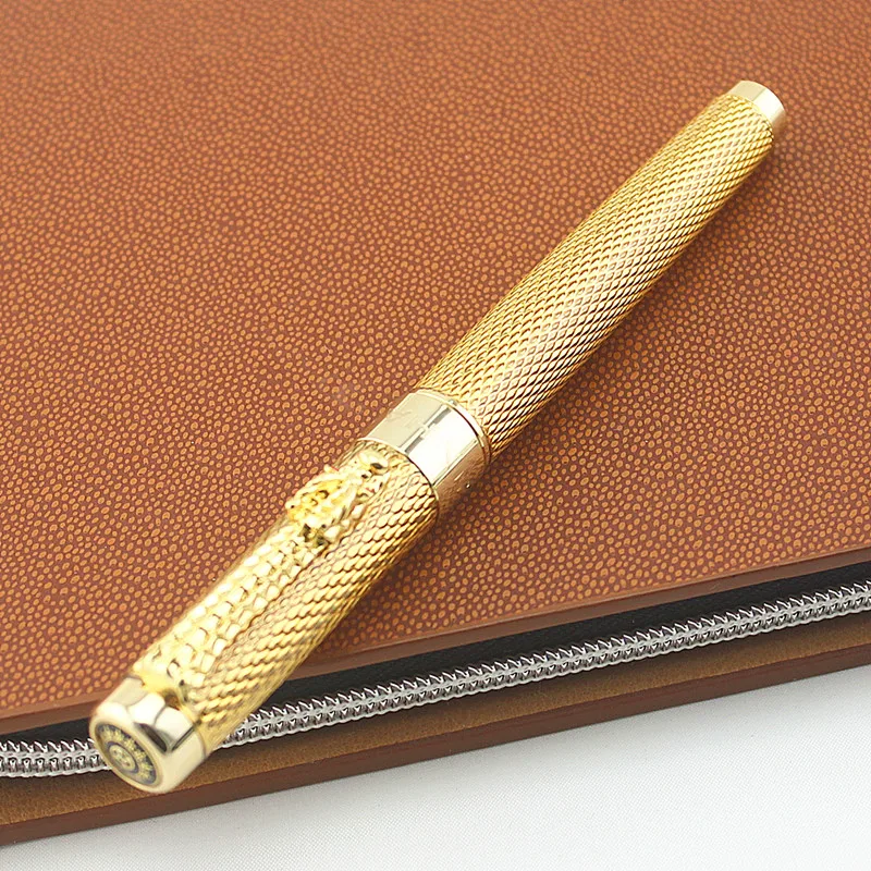 JINHAO 1200 Роскошные шариковые ручки с драконом яркие золотые квадраты линия цилиндр