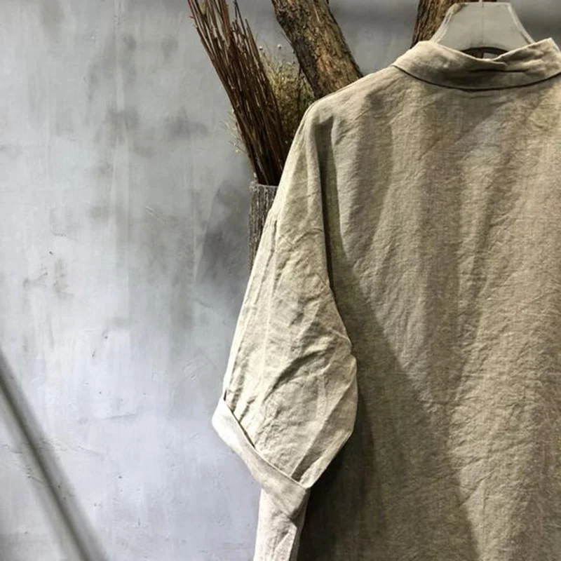 WUZHONGREN 2018 Spring Summer Blouse Women Shirt Half Sleeve Tops Loose Fit Cotton and linen Top Casual Shirt For Ladies Blouses