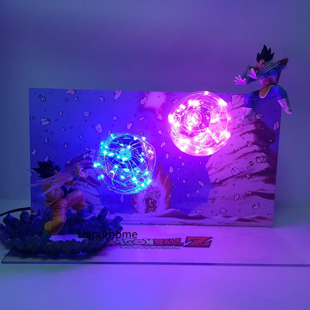 Dragon Ball лампы Goku kamehameha против Вегета galick Gun Светодиодные ночные огни Lampara Dragon Ball Z игрушечные фигурки из игры Dragon Ball DBZ(“ночной Светильник