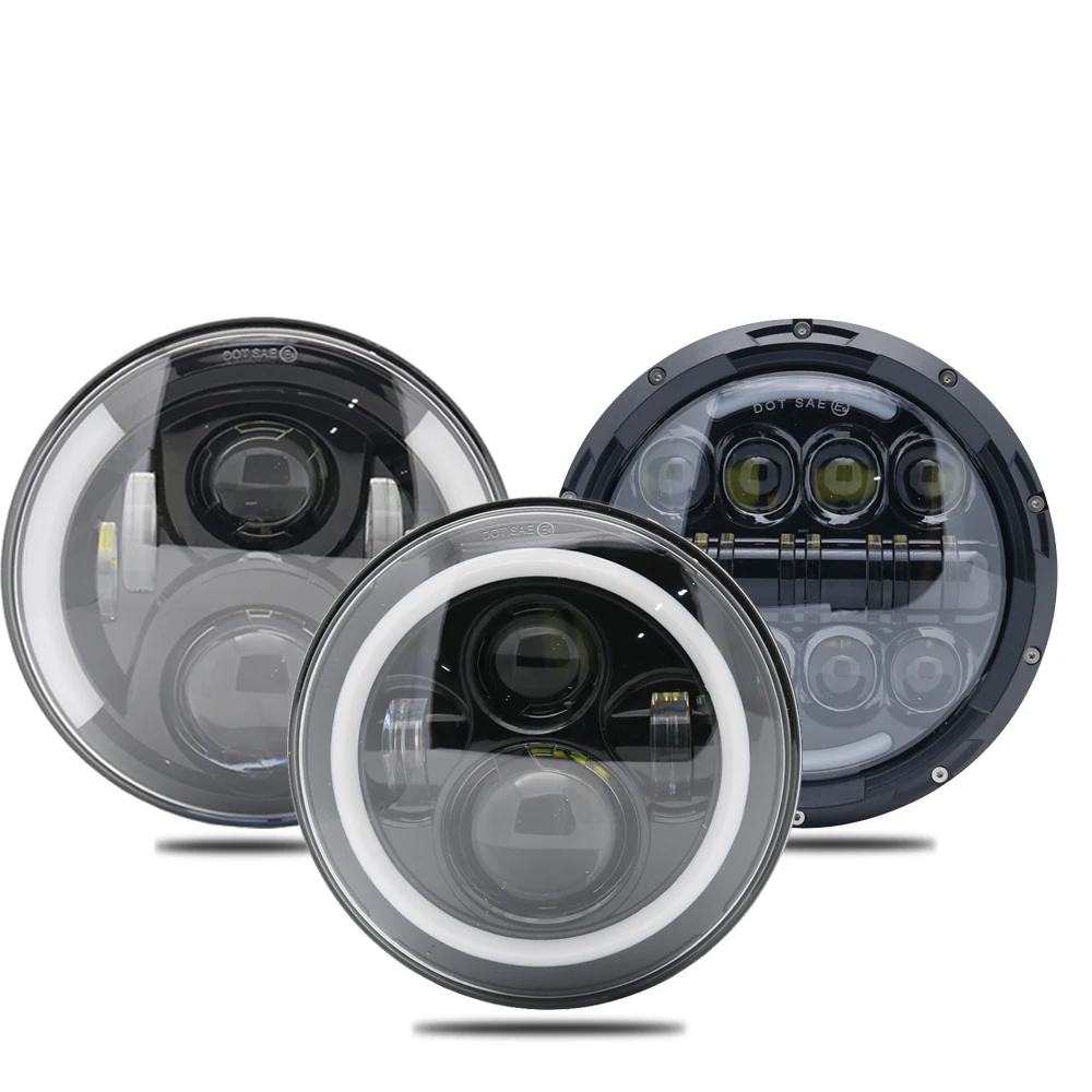 

7 Inch 60W 6000K Amber LED Headlights Round Motorcycle Headlight DRL Headlamp for Harley Softail Slim Fat Boy Yamaha