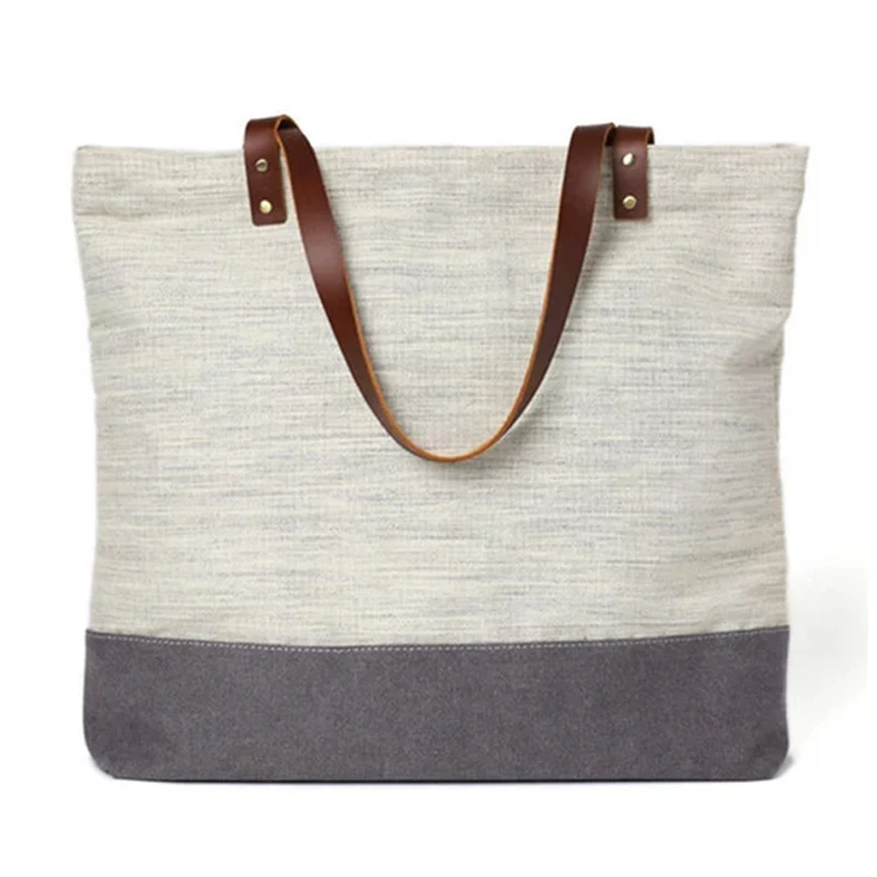 Rockcow Canvas Met Lederen Draagtas Vrouwen Handtassen Canvas Schoudertassen Boodschappentassen Rockcow Canvas Met Lederen Draagtas Vrouwen Handtassen Canvas Schoudertassen Boodschappentassen