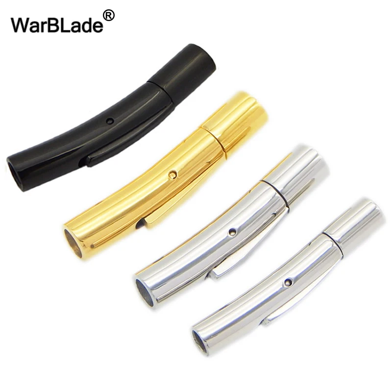 316L Stainless Steel Clasp Tube Hooks Connector For DIY Leather Cord Bracelet Jewelry Finding Adjustable Snap Lock End Clasps