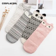 [COSPLACOOL] Модные хлопковые носки с милыми пандами/кроликами, с мультяшными ушками, женские креативные забавные носки с изображением животных, кошек, Kawaii Meias
