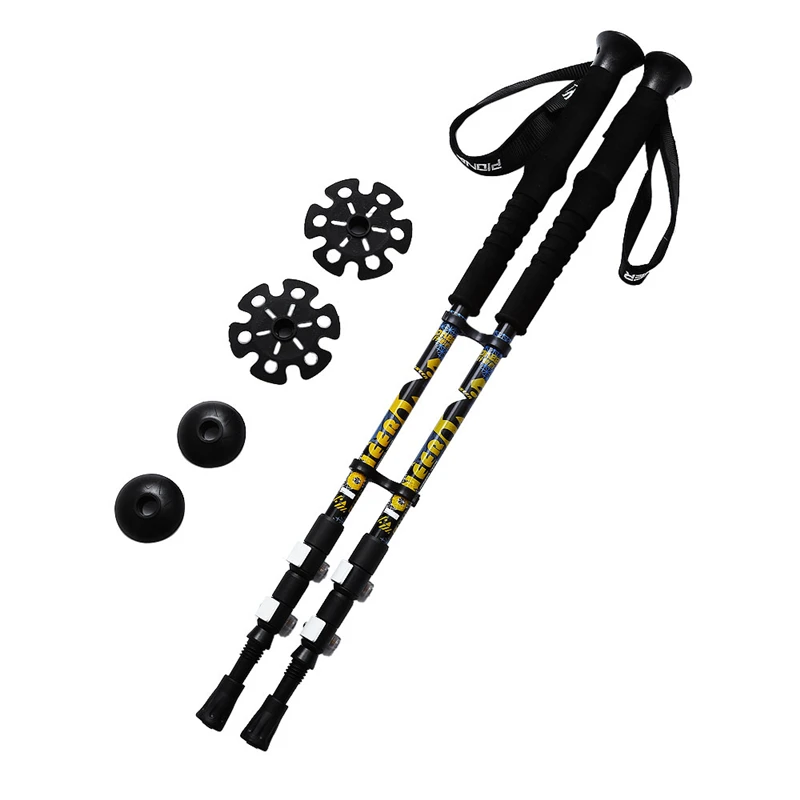 2pcs Portable Walking Stick Trekking Ultralight 3 section Adjustable