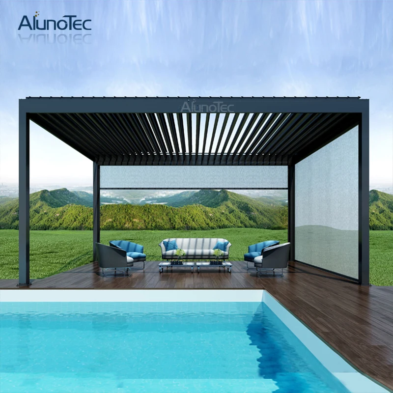 Электрическая алюминиевая Gazebo Pergola открытые кровельные системы 4 м x 3 м|aluminium
