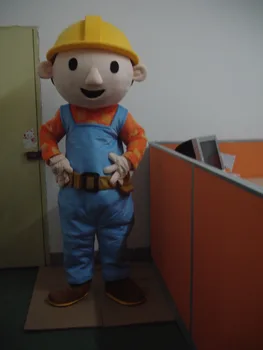 

BING RUI CO Adult Size Bob The Builder Mascot Costume Cartoon Fancy Dress