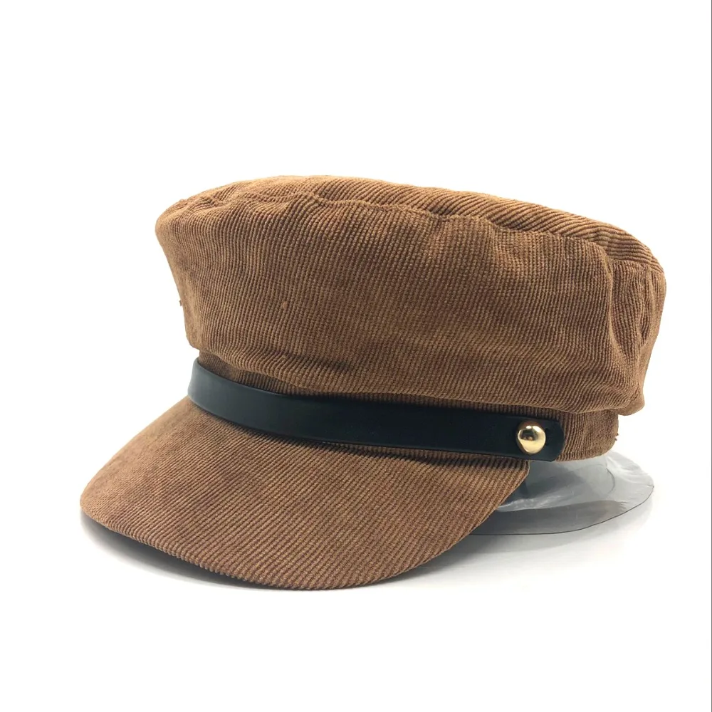 New Fashion Solid Visor Military Hat Autumn and Winter Vintage woolen Patchwork Beret Cap For Women England Style Flat Cap