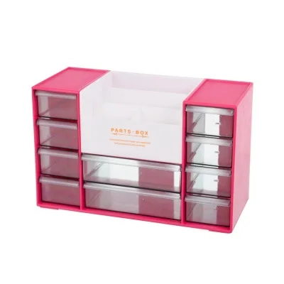 SYTH глянцевый пластиковый органайзер для макияжа, коробка для хранения с ящиками, Настольная коробка для украшений, чехол для хранения, органайзер для косметики - Цвет: Red