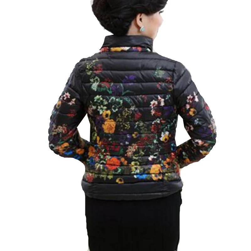 Chaquetas Mujer 2017 New Autumn Winter Jacket Slim Cotton Parkas Women Flower Coats Plus Size Zippers Outerwear Clothing AB029