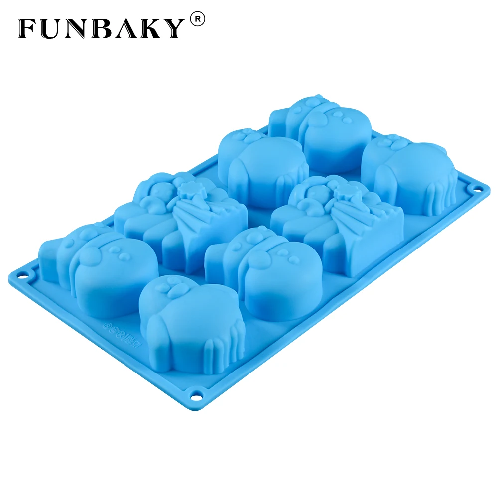 FUNBAKY 8 полости 3D Свадебные силиконовые формы для пирога украшения животные инструмент для выпечки инструменты силиконовая форма