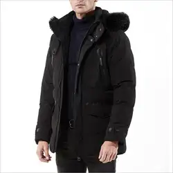 Для мужчин зимние пуховые куртки с капюшоном черные свободные зимние парки Новая мода Для мужчин пиджаки Повседневное зимние пальто толще