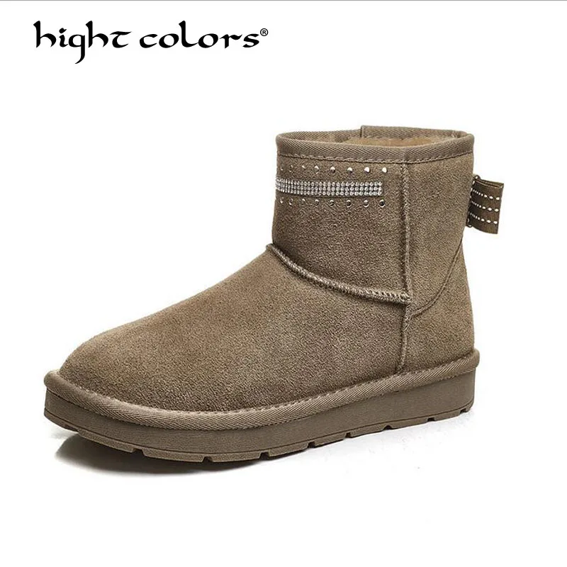 

2018 Snow Boots Female Leather Short Tube Anti Slip Wearable Student Cotton Shoes Flat Bottomed Round Head Korean Boots 5854-30