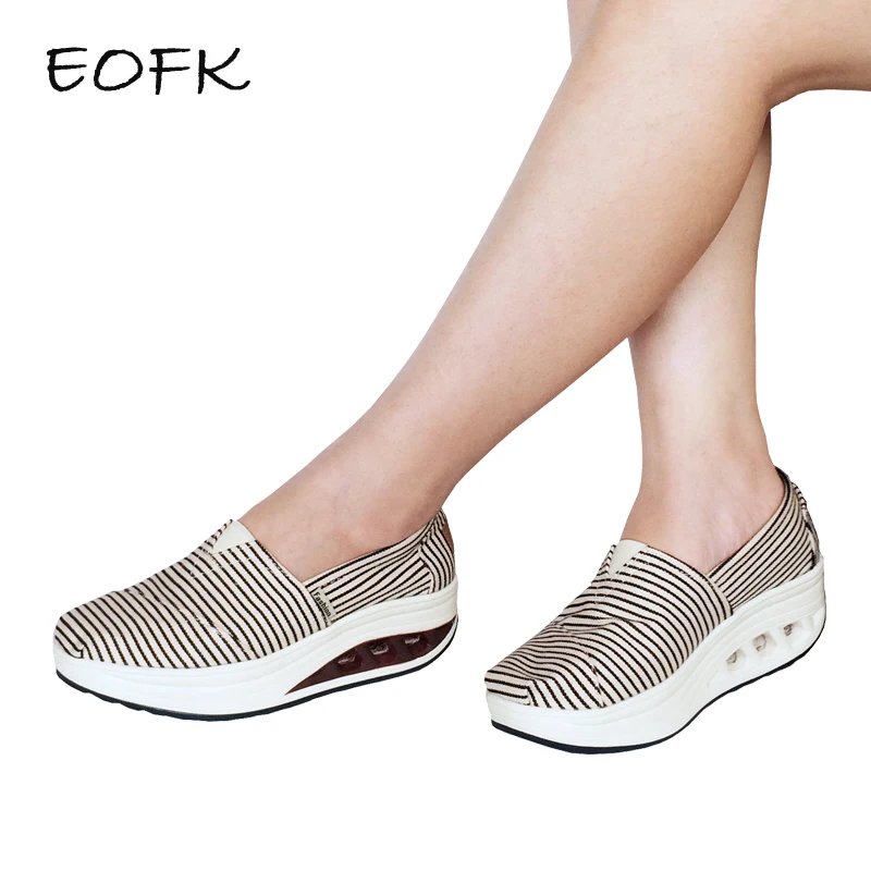 

EOFK Women Canvas Shoes Woman Espadrilles Women's Casual Flats Breathable Fashion Ladies Platform Shoes Round Toe Female Shoe