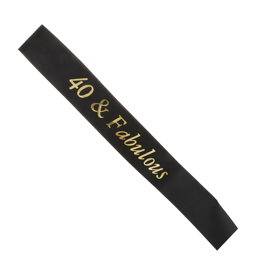 Gilding Gold 30 40 50 60 70 80 and Fabulous Sash for Birthday Anniversary Party Favors Supplier and Decorations Black