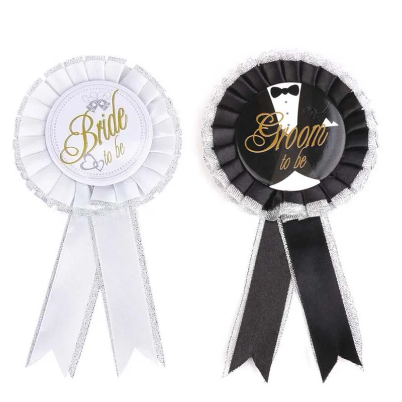 

Black Groom White Bride To Be Badge Rosette Stag Wedding Bridal Photo Props Hen Night Party Bachelorette Wedding Decorations