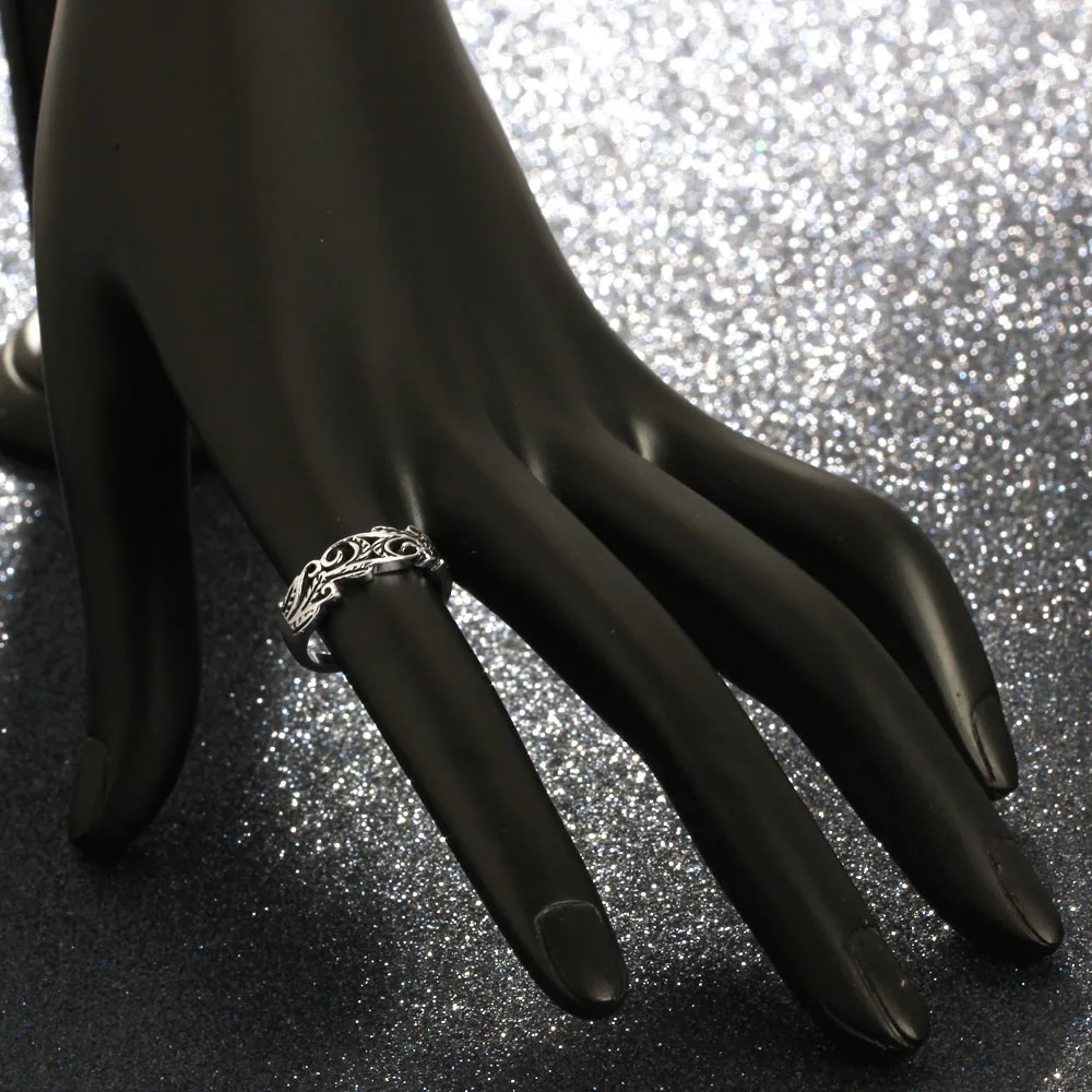 Punk Style Hollow Out Fashion Solid 925 Sterling Silver Rings For Women Party Jewelry (JewelOra RI102355)