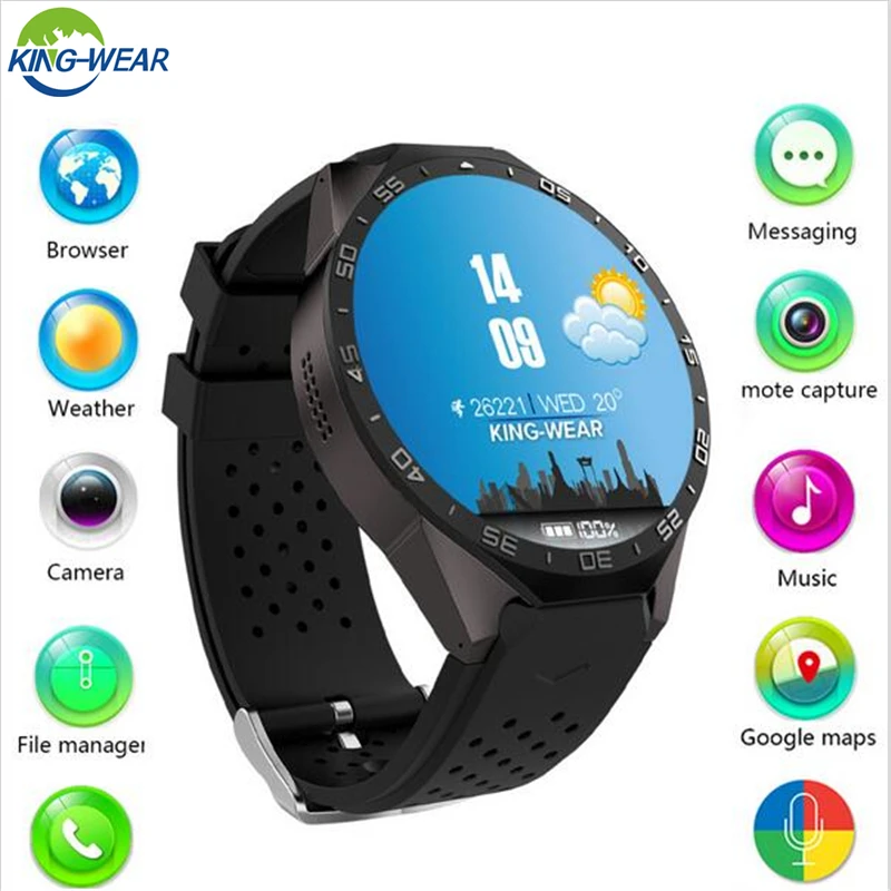 

KINGWEAR Kw88 android 5.1 OS Smart watch electronics android 1.39 inch MTK6580 SmartWatch phone support 3G wifi nano SIM WCDMA