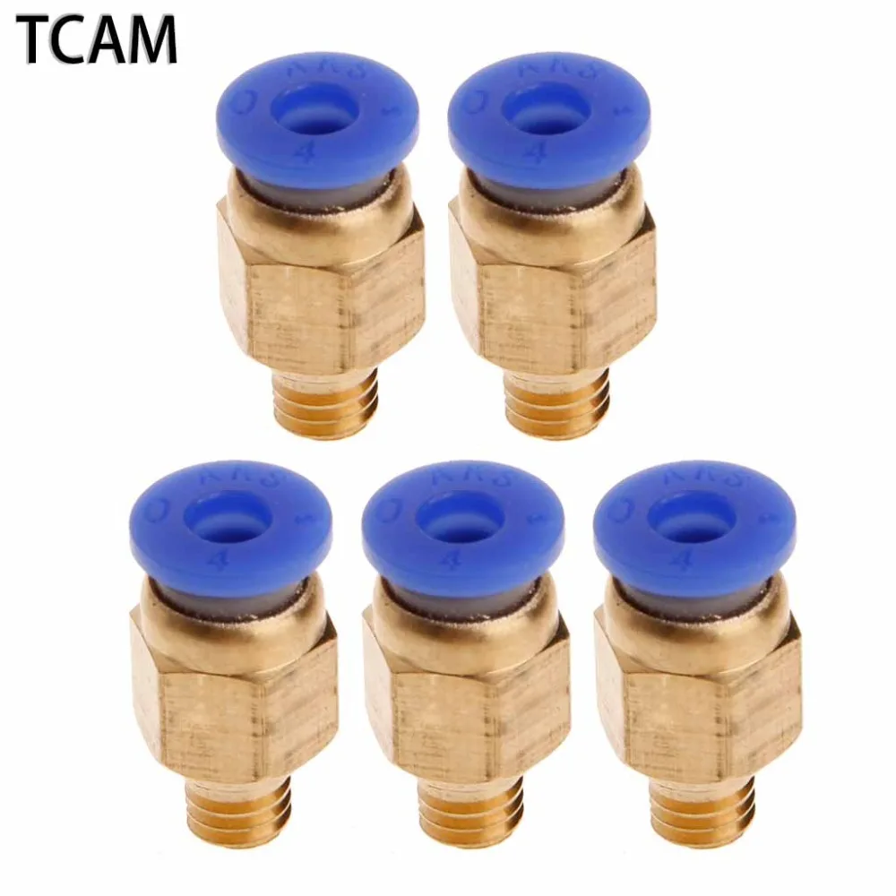 TCAM 5Pcs PC4 M6 Pneumatic Straight Fitting Connector for 4mm OD Tubing