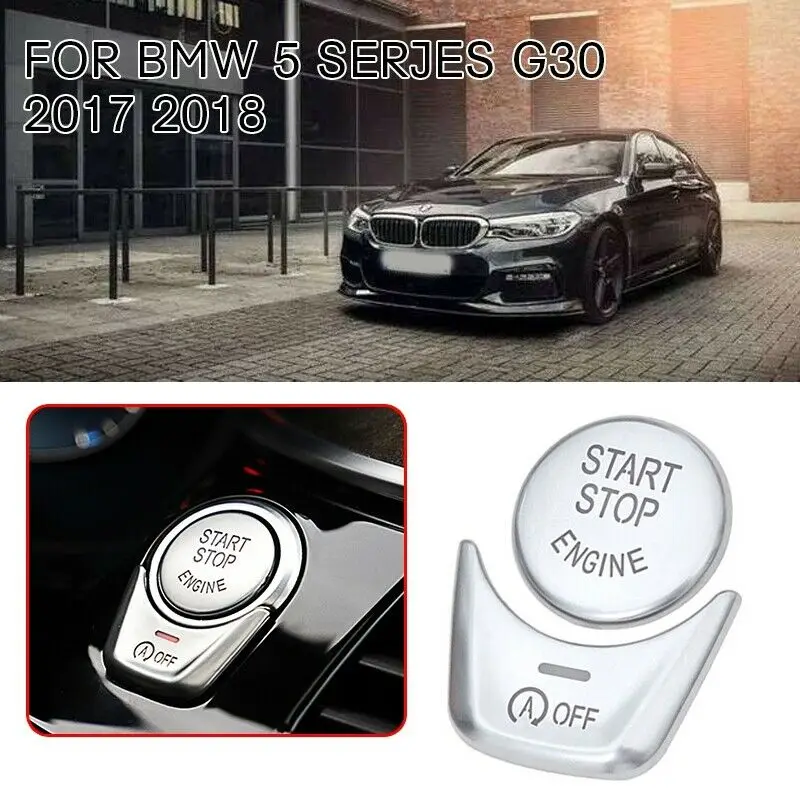 

pcmos New Car Start Stop Engine Push Button Cover Trim For BMW 5 Series G30 2017-2018 Interior Accessories Mouldings 2pc/set
