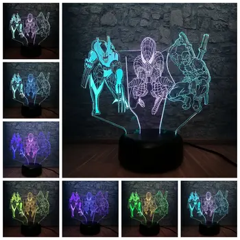 

NEW 3D Superhero Figure Wolverine Spiderman Deadpool LED Night Light Mix Color Table Sleep Lamp Teen Bedroom Decor Birthday Gift