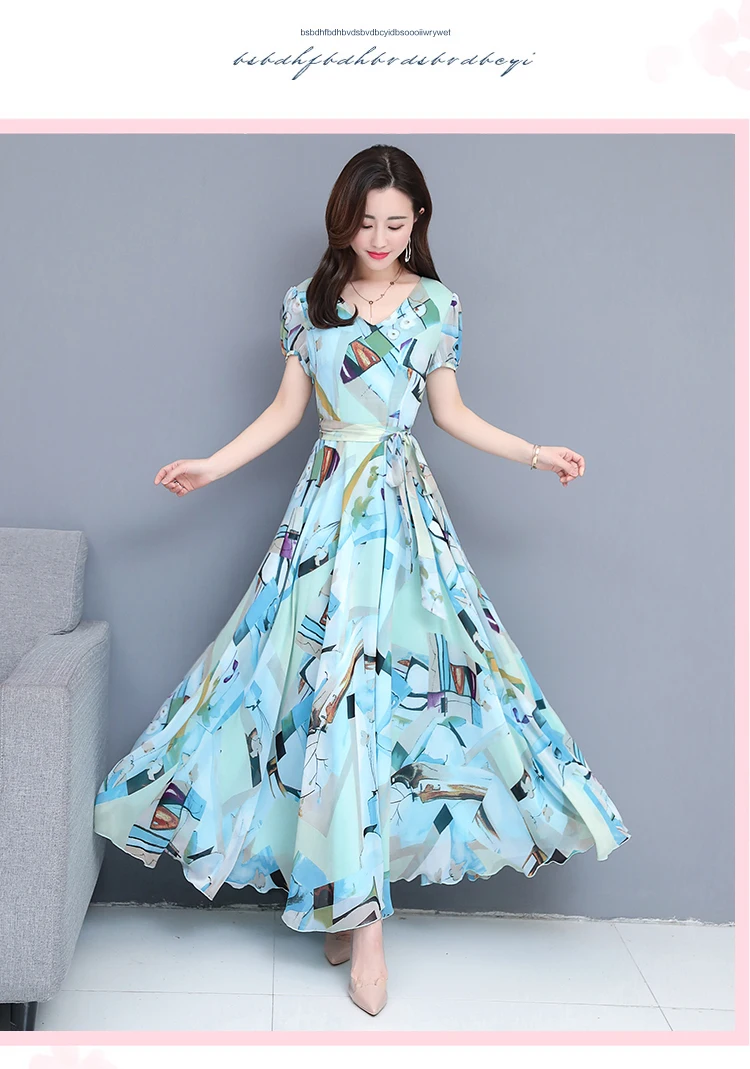 Летняя одежда корейский стиль bodycon женские винтажные шифоновые Цветочные Длинные платья плюс размер boho maxi 3XL качели богемные