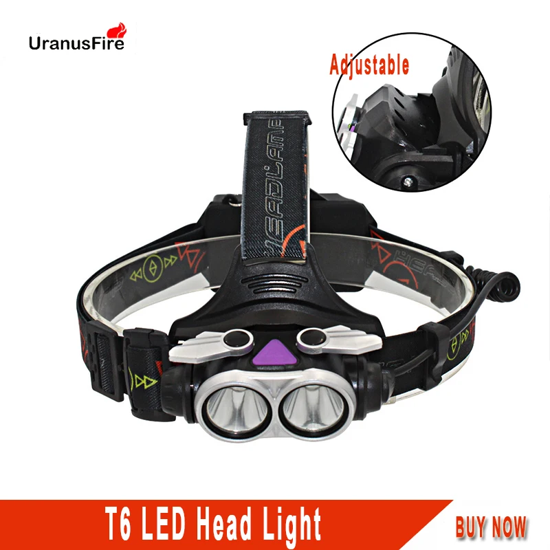 

Uranusfire T6 LED Headlamp flashlight USB rechargeable 18650 AA battery waterproof outdoors Camping head light lamp Torch 4 mode