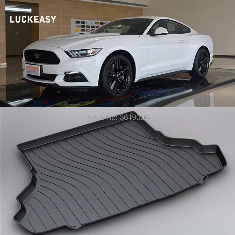 

LUCKEASY For Ford Mustang 2012-2018 Car Boot Mat Rear Trunk Cargo Liner Protector Carpet pad Car-styling