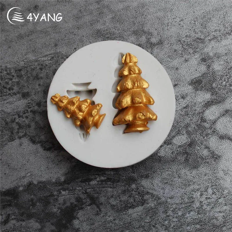 

4YANG Silicone Christmas Tree Molds Fondant Tool Kitchen Supplies Gateau Embosseuse Moules Decoranting Cake