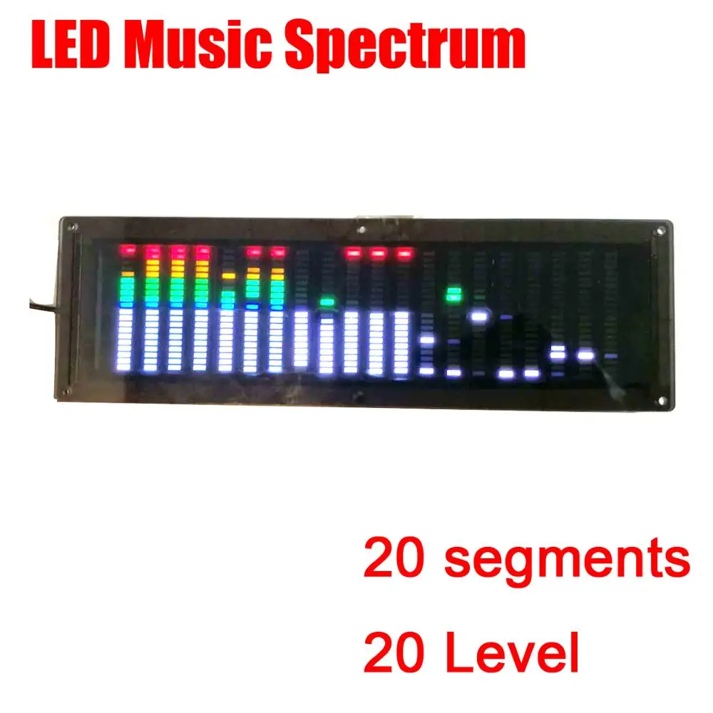 Многоцветный светодиодный дисплей музыкального спектра анализатор автомобильный MP3 Усилитель Аудио 20 Уровень индикатор ритм VU метр с часами 5 в 12 В