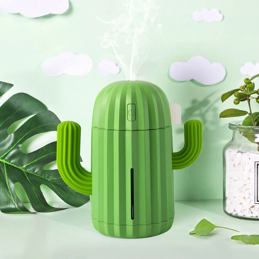 

340ML USB Air Humidifier Cactus Timing Aroma Diffuser Atomizer Air Purifier Multi-Color Optional Exquisite Compact