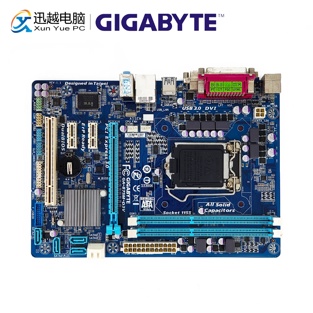 Gigabyte GA-B75M-D3V рабочего Материнская плата B75M-D3V B75 LGA 1155 i7 i5 i3 E3 DDR3 16G SATA3 USB3.0 DVI VGA Micro-ATX