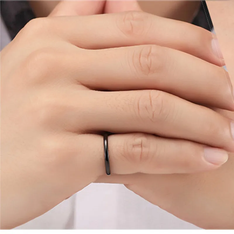 2 мм черные титановые кольца для мужчин и женщин,, Прямая поставка