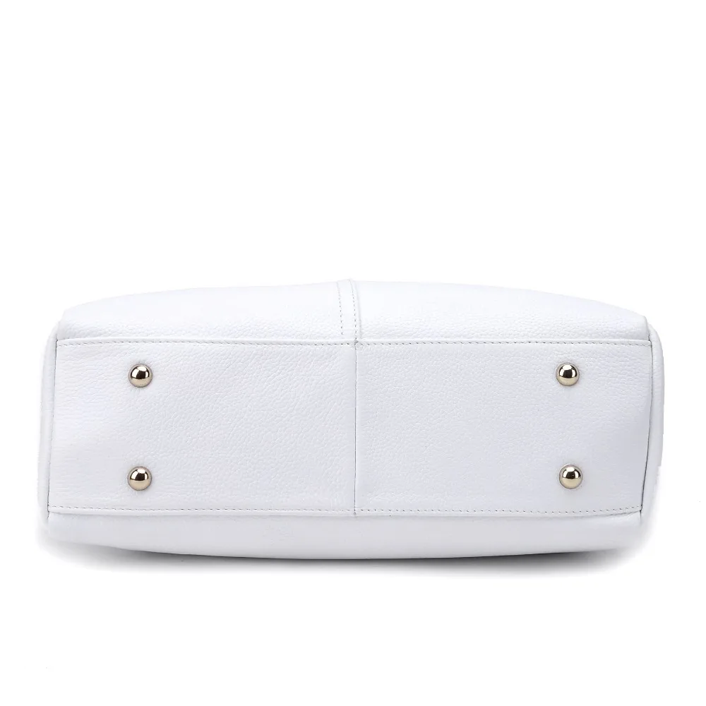 ZENCY Nature Soft Genuine Cow Leather Women Shoulder Bags Ladies Shopping Handbag Long Handle Messenger Black White Cowhide Bag